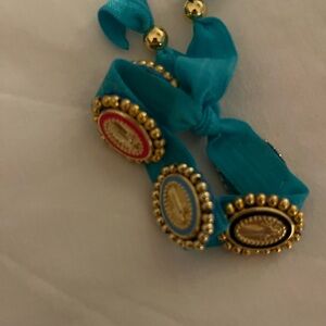 Gold and Teal Ribbon Bracelet